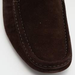 Pre Owned Giuseppe Zanotti Brown Suede Zip Detail Driving Loafers Size 43