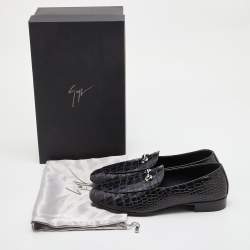Giuseppe Zanotti Black Cros Embossed Leather Smoking Slippers Size 41