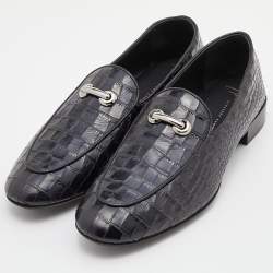 Giuseppe Zanotti Black Cros Embossed Leather Smoking Slippers Size 41