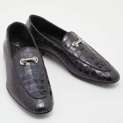 Giuseppe Zanotti Black Cros Embossed Leather Smoking Slippers Size 41