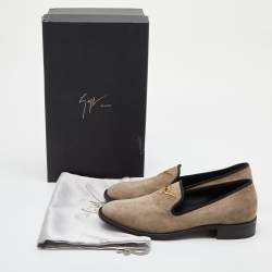 Pre Owned Giuseppe Zanotti Grey Suede Slip On Smoking Slippers Size 41