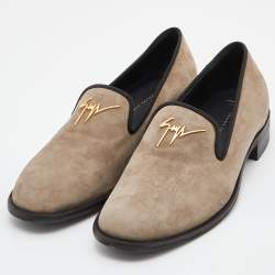 Pre Owned Giuseppe Zanotti Grey Suede Slip On Smoking Slippers Size 41