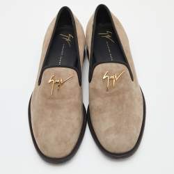 Pre Owned Giuseppe Zanotti Grey Suede Slip On Smoking Slippers Size 41