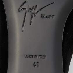 Pre Owned Giuseppe Zanotti Black Velvet Kevin Shark Tooth Tassel Smoking Slippers Size 41