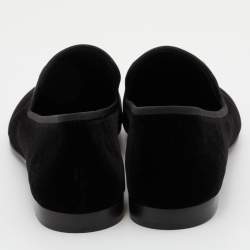 Pre Owned Giuseppe Zanotti Black Velvet Kevin Shark Tooth Tassel Smoking Slippers Size 41