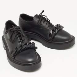 Giuseppe Zanotti Black Leather Chain Trim Adric Oxfords Size 39