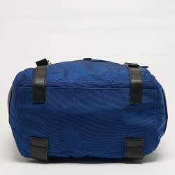 Pre Owned Giuseppe Zanotti Blue/Black Nylon Flap Backpack