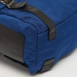 Pre Owned Giuseppe Zanotti Blue/Black Nylon Flap Backpack