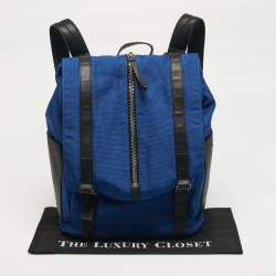 Pre Owned Giuseppe Zanotti Blue/Black Nylon Flap Backpack