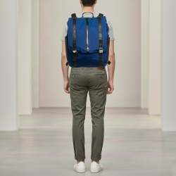 Pre Owned Giuseppe Zanotti Blue/Black Nylon Flap Backpack