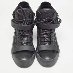 Pre Owned Giuseppe Zanotti Brown Leather London High Top Sneakers Size 41