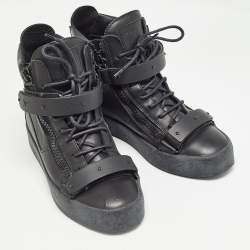 Pre Owned Giuseppe Zanotti Brown Leather London High Top Sneakers Size 41