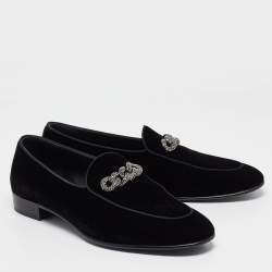 Giuseppe Zanotti Velvet Chain Detail Smoking Slippers Size 45