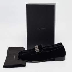 Giuseppe Zanotti Velvet Chain Detail Smoking Slippers Size 45