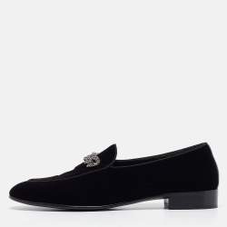 Giuseppe Zanotti Velvet Chain Detail Smoking Slippers Size 45