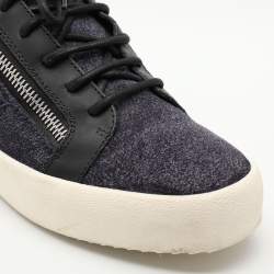 Pre Owned Giuseppe Zanotti Navy Blue Faux Suede and Leather Bontia Low Top Sneakers Size 43