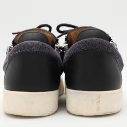 Pre Owned Giuseppe Zanotti Navy Blue Faux Suede and Leather Bontia Low Top Sneakers Size 43