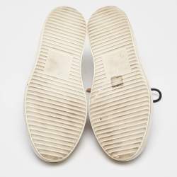 Pre Owned Giuseppe Zanotti Beige/Black Leather and Suede Frankie Lace Up Sneakers Size 44