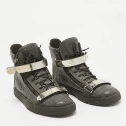 Giuseppe Zanotti Grey Croc Embossed Leather High Top Sneakers Size 46