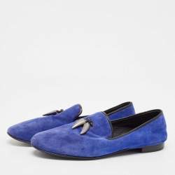 Giuseppe Zanotti Blue Suede Kevin Loafers Size 43