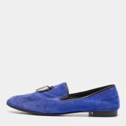 Giuseppe Zanotti Blue Suede Kevin Loafers Size 43