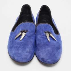 Giuseppe Zanotti Blue Suede Kevin Loafers Size 43