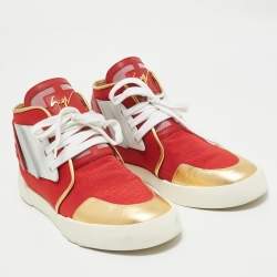 Giuseppe Zanotti Red/Gold Leather Foxy London High Top Sneakers Size 44