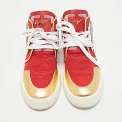 Giuseppe Zanotti Red/Gold Leather Foxy London High Top Sneakers Size 44