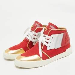 Giuseppe Zanotti Red/Gold Leather Foxy London High Top Sneakers Size 44