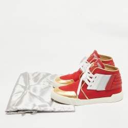 Giuseppe Zanotti Red/Gold Leather Foxy London High Top Sneakers Size 44