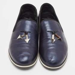 Giuseppe Zanotti Black Leather Anchor Smoking Slippers 43.5
