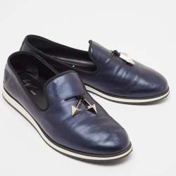Giuseppe Zanotti Black Leather Anchor Smoking Slippers 43.5