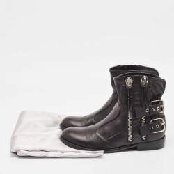 Pre Owned Giuseppe Zanotti Black Leather Ankle Length Boots Size 44