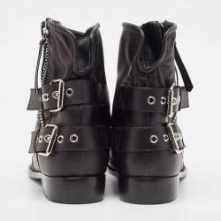 Pre Owned Giuseppe Zanotti Black Leather Ankle Length Boots Size 44