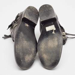 Pre Owned Giuseppe Zanotti Black Leather Ankle Length Boots Size 44