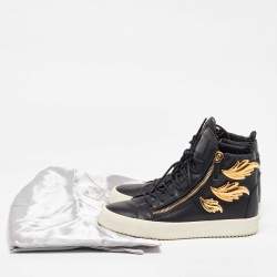 Giuseppe Zanotti Black Leather Wings High Top Sneakers 43