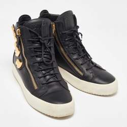 Giuseppe Zanotti Black Leather Wings High Top Sneakers 43
