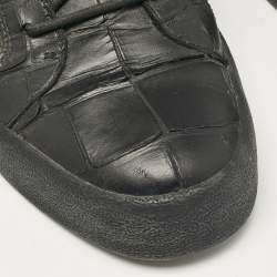 Giuseppe Zanotti Black Croc Embossed Leather London High Top Sneakers Size 42
