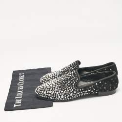 Giuseppe Zanotti Black Crystal Embellished Suede Smoking Slippers Size 40