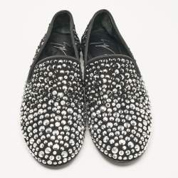 Giuseppe Zanotti Black Crystal Embellished Suede Smoking Slippers Size 40