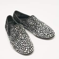Giuseppe Zanotti Black Crystal Embellished Suede Smoking Slippers Size 40