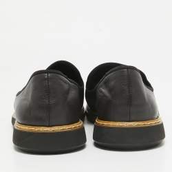 Pre Owned Giuseppe Zanotti Black Leather Shark Tooth Smoking Slippers Size 44