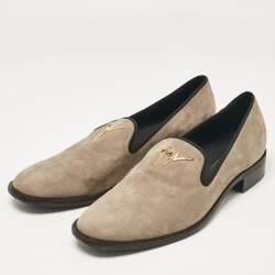 Giuseppe Zanotti Grey Suede Slip on Smoking Slippers Size 45