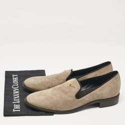 Giuseppe Zanotti Grey Suede Slip on Smoking Slippers Size 45