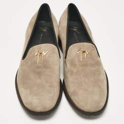 Giuseppe Zanotti Grey Suede Slip on Smoking Slippers Size 45