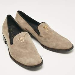 Giuseppe Zanotti Grey Suede Slip on Smoking Slippers Size 45