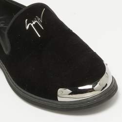 Giuseppe Zanotti Black Velvet Slip on Smoking Slippers Size 44