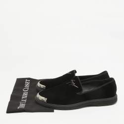 Giuseppe Zanotti Black Velvet Slip on Smoking Slippers Size 44