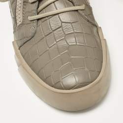 Giuseppe Zanotti Grey Croc Embossed Leather London High Top Sneakers Size 39