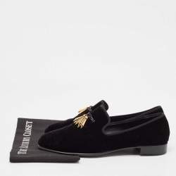 Pre Owned Giuseppe Zanotti Black Velvet Smoking Slippers Size 43